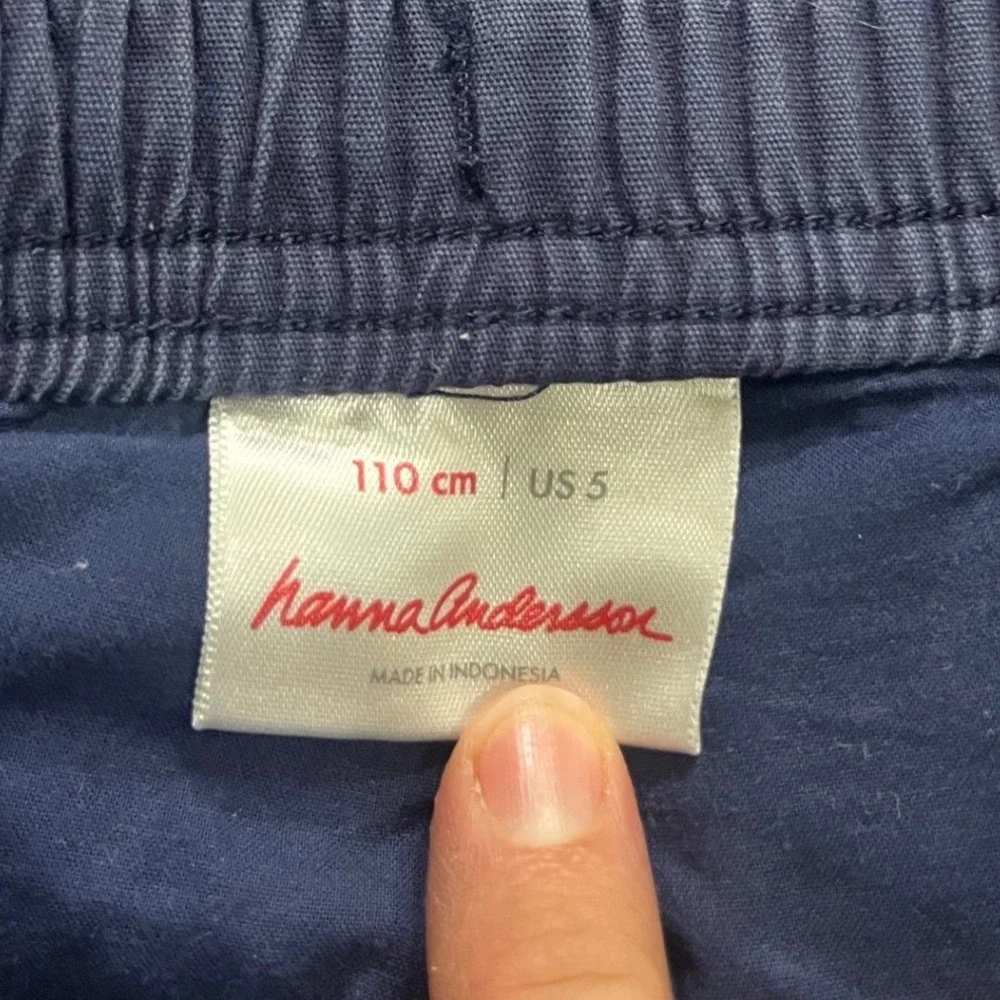 Hanna Andersson Boys Blue White Striped Polo Shark Embroidered Shorts Set Size 5
